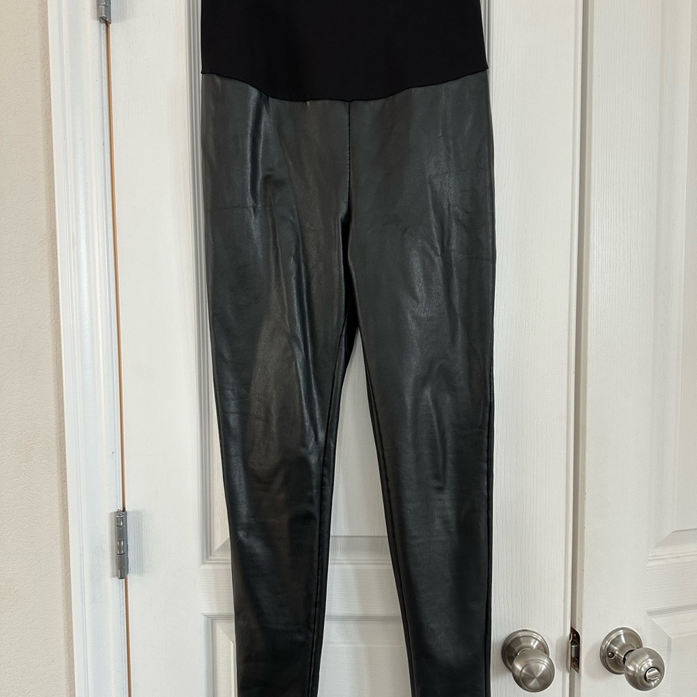 Preggo Leggings Rockstar Mamasita Leather Maternity Leggings size Large